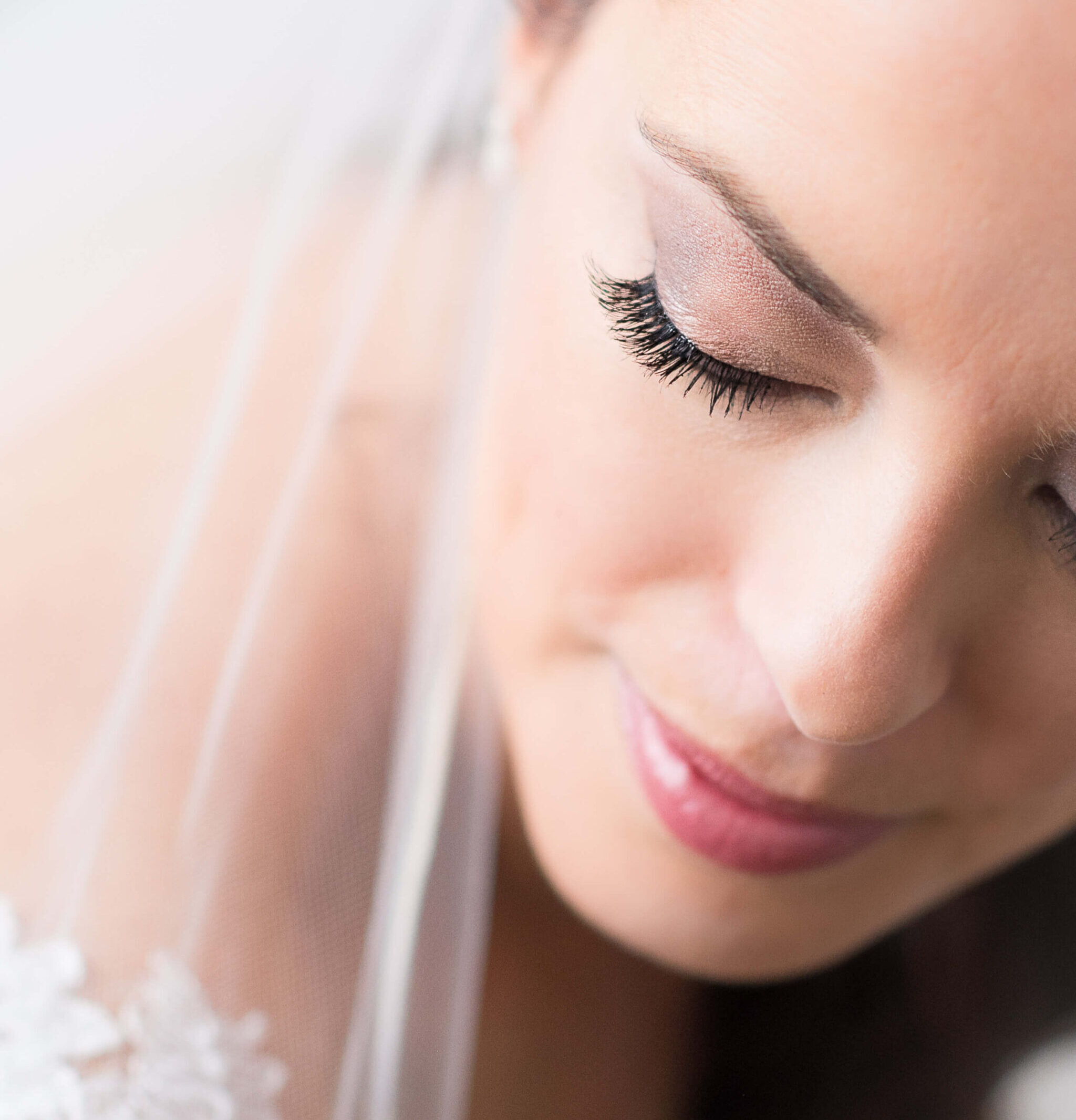 closeup detail shot of a bride's makeup and lashes as part of her Ottawa bridal portraits