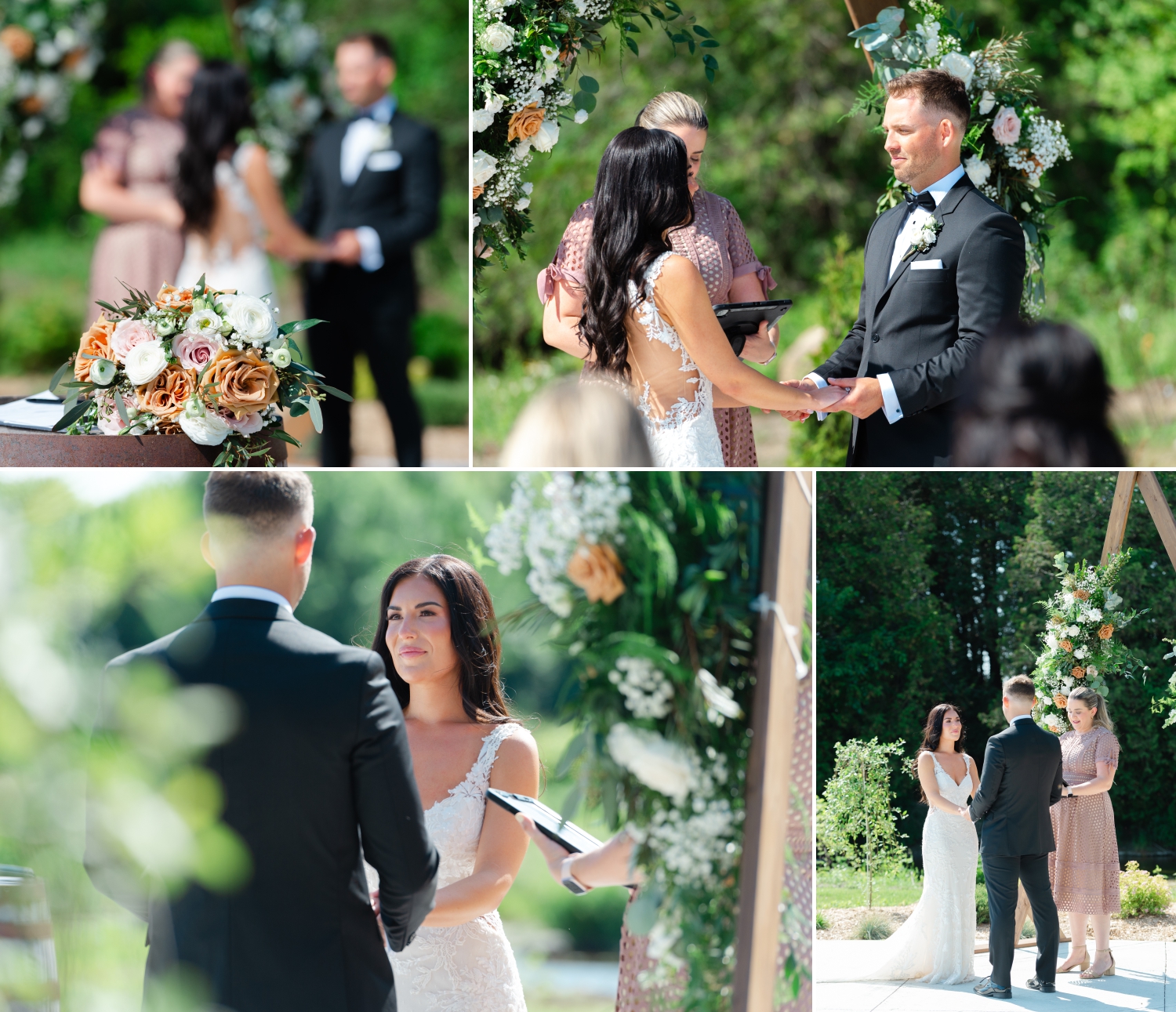pretty photos of a bride and groom listening to their wedding sermon during their ceremony at the Bleeks and Bergamot Wedding Venue