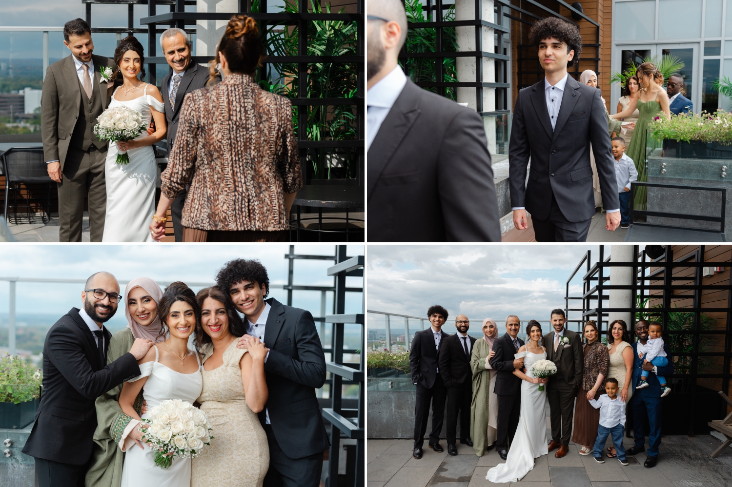 Family photos on the Andaz terrace as part of a Restaurant 18 Wedding